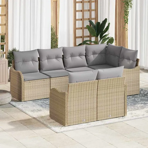 Ensemble de canapé de jardin Beige polyrotin