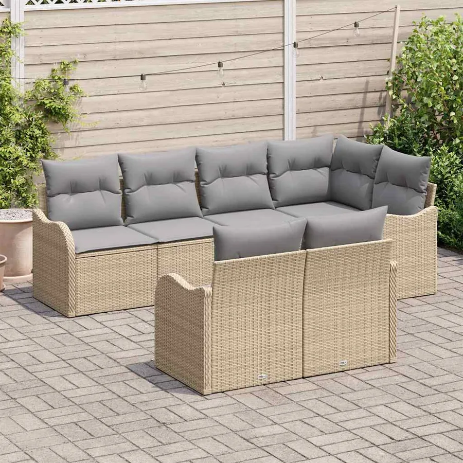 Ensemble de canapé de jardin Beige polyrotin - 3