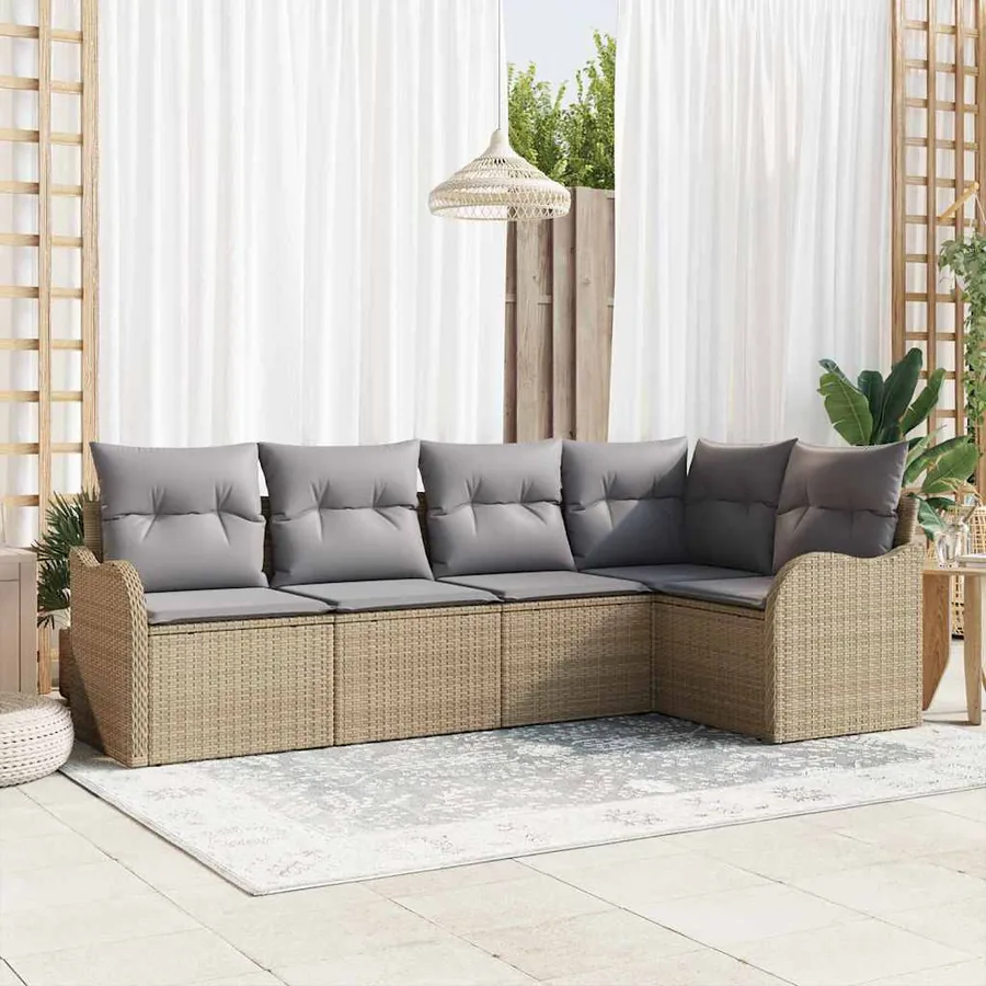 Ensemble de canapé de jardin Beige polyrotin