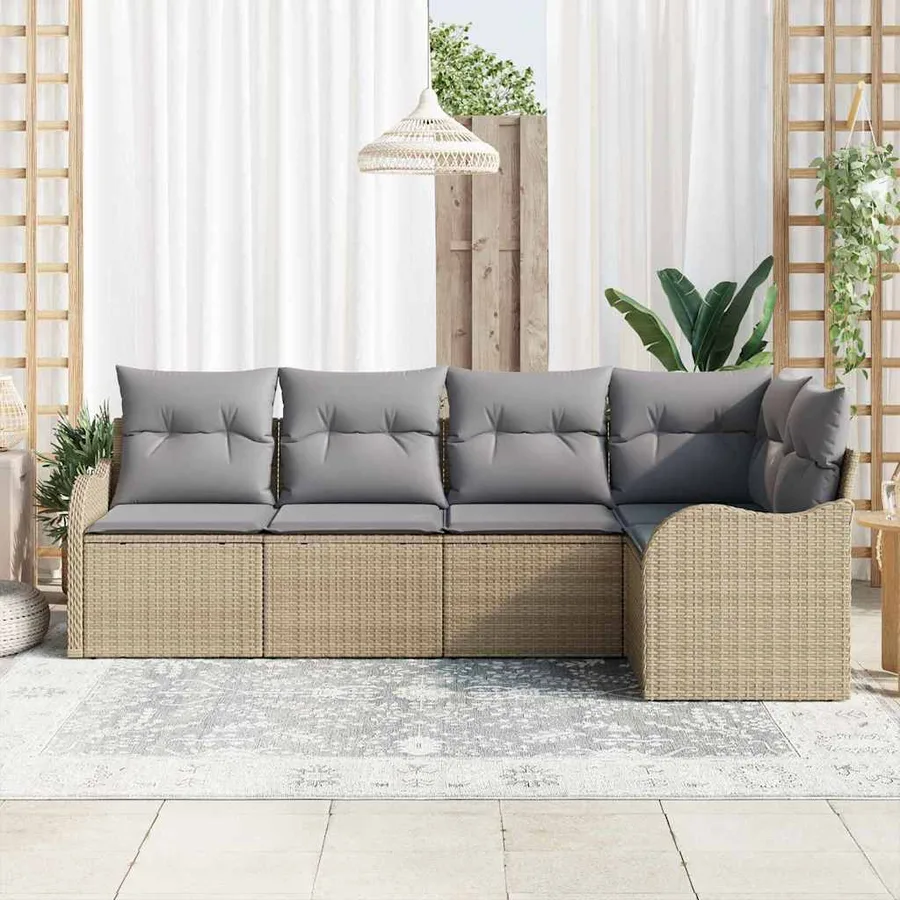 Ensemble de canapé de jardin Beige polyrotin - 3