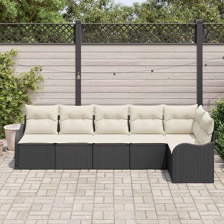 Ensemble de canapé de jardin avec stockage 6 pcs Noir polyrotin - 3