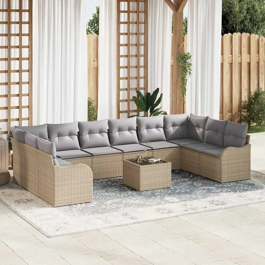 Ensemble de canapé de jardin Beige 55 x 55 x 37 cm polyrotin