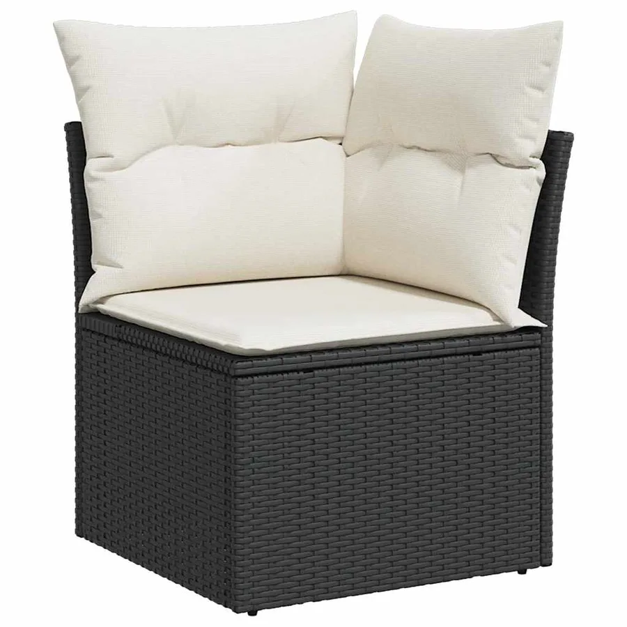 Ensemble de canapé de jardin 9 pcs Noir et blanc Poly rotin - 7