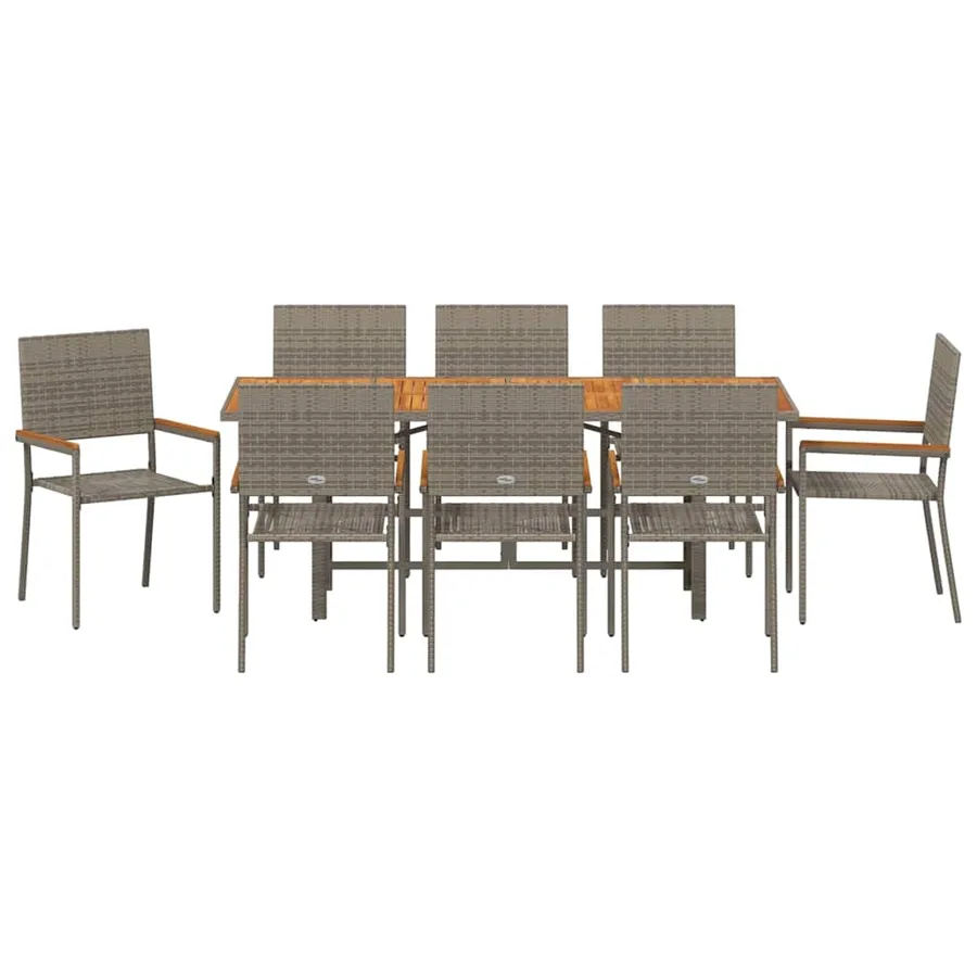 Ensemble de salle à manger pour jardin 9 pcs Gris polyrotin - 7