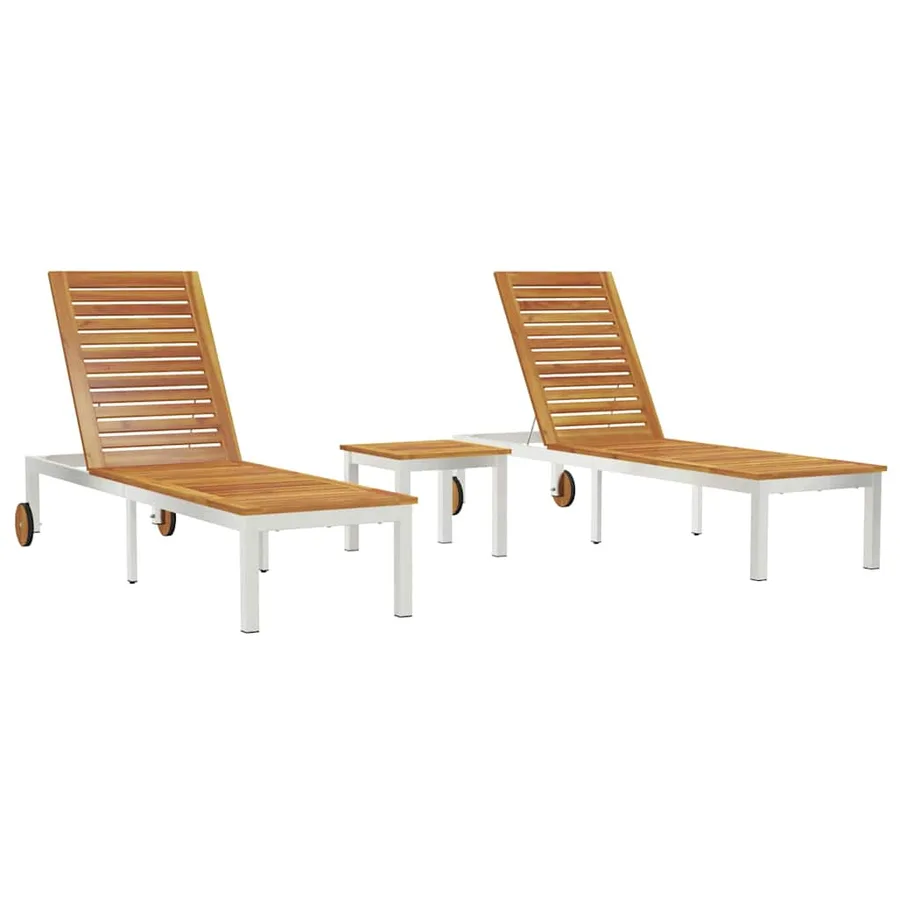 Transat 3 pcs Marron Bois d'acacia massif et acier inoxydable - 2