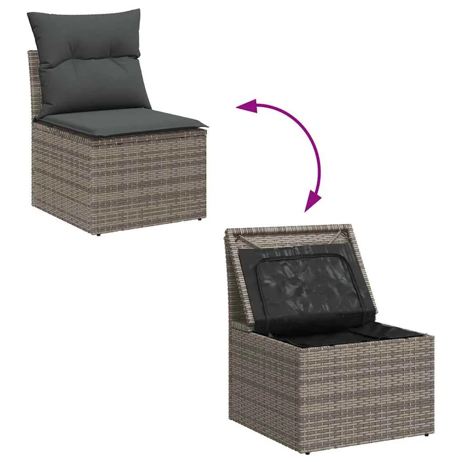 Ensemble de canapé de jardin avec coussin 4 pcs Gris polyrotin - 10