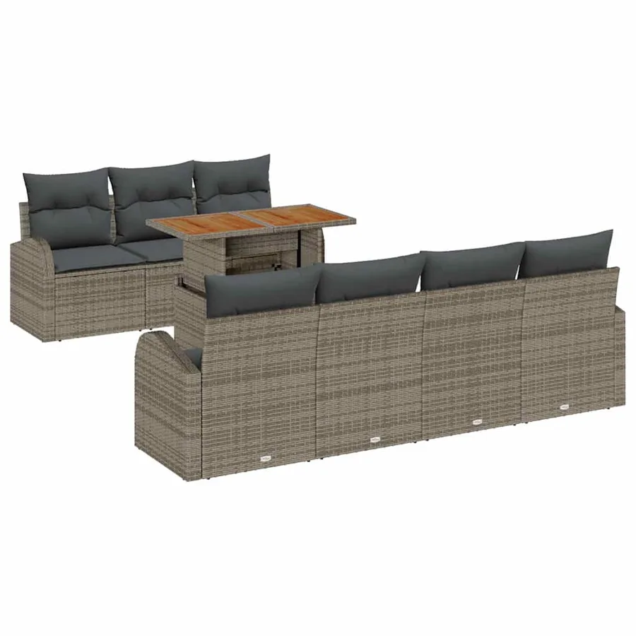Ensemble de canapé de jardin 8 pcs Gris Poly rotin - 2