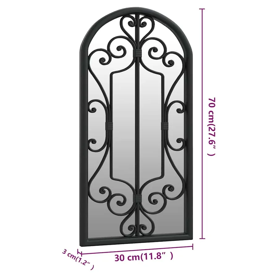 Miroir de jardin Noir 70x30 cm Fer pour utilisation extérieure - 6
