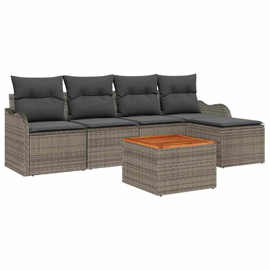 Ensemble de canapé de jardin avec stockage 6 pcs Gris polyrotin - 2