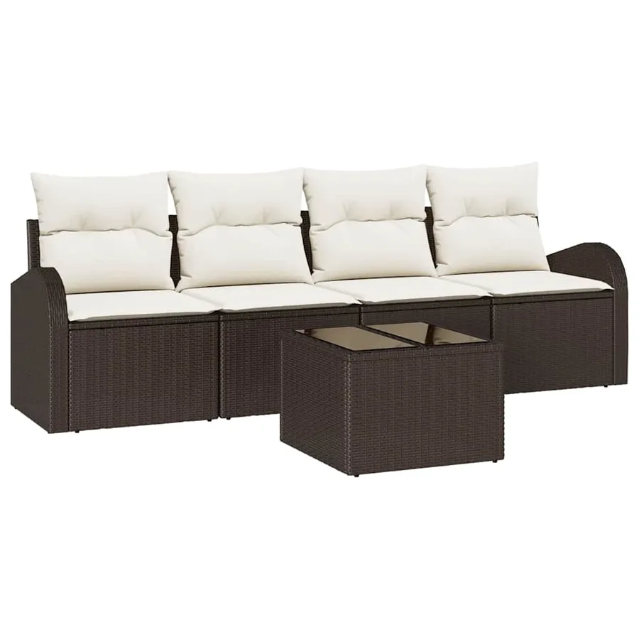 Ensemble de canapé de jardin Marron 55 x 55 x 37 cm polyrotin - 2