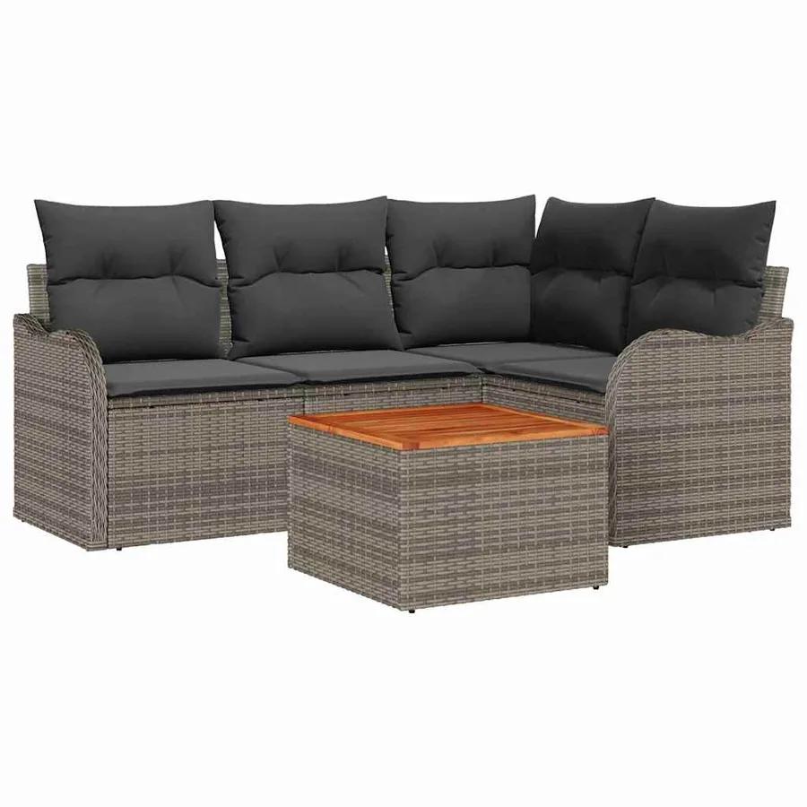 Ensemble de canapé de jardin avec stockage 5 pcs Gris polyrotin - 2