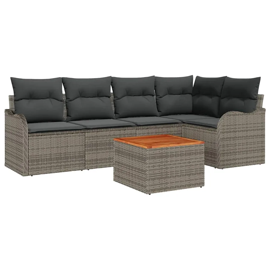 Ensemble de canapé de jardin avec stockage 6 pcs Gris polyrotin - 2