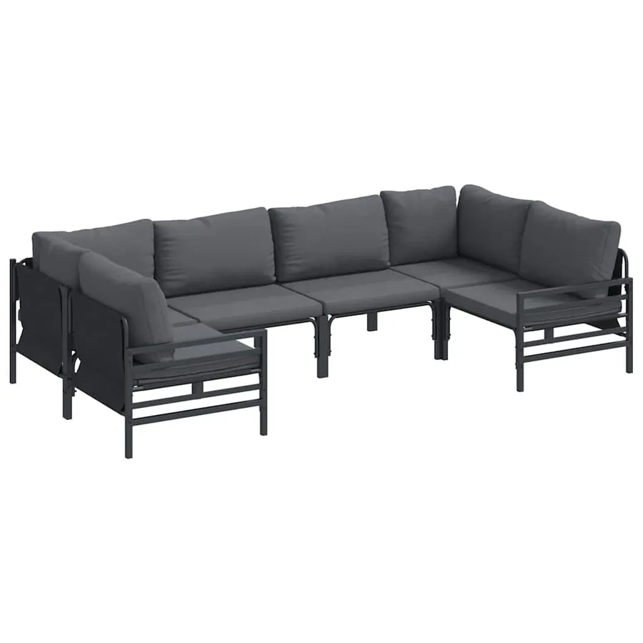 Ensemble de canapé de jardin avec coussin 6 pcs Noir Acier - 2