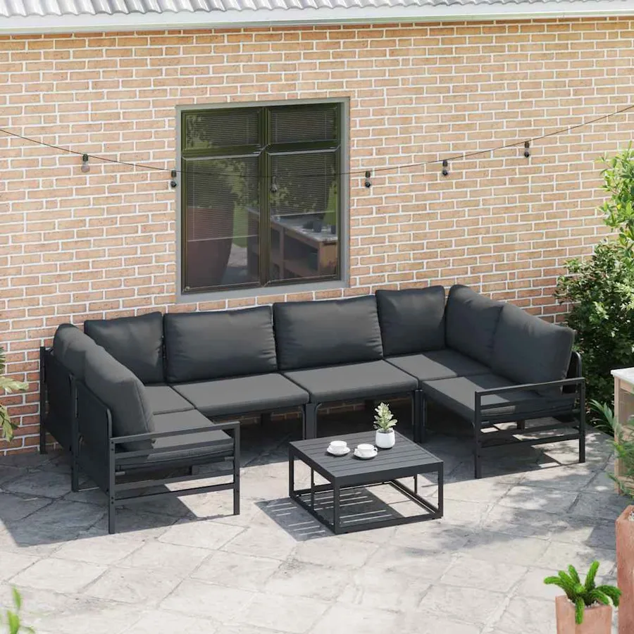 Ensemble de canapé de jardin avec coussin 6 pcs Noir Acier - 3