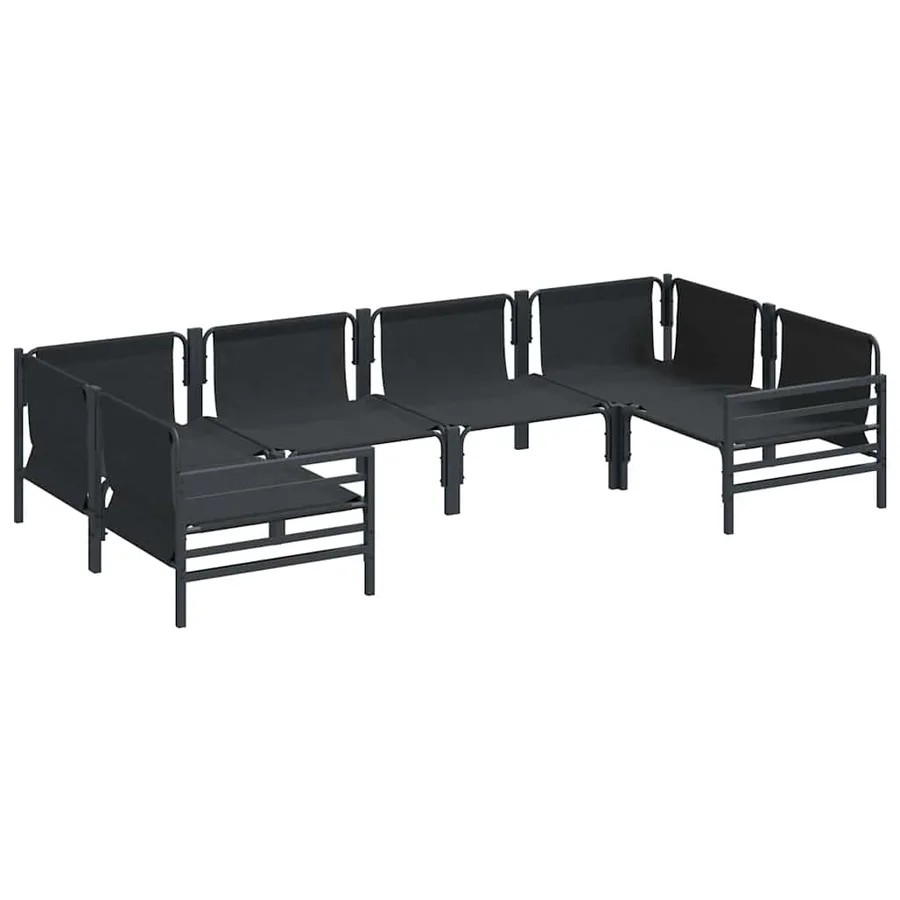 Ensemble de canapé de jardin avec coussin 6 pcs Noir Acier - 5
