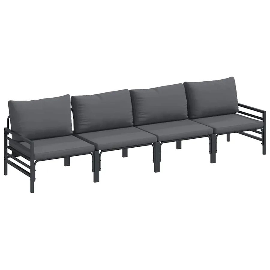 Ensemble de canapé de jardin avec coussin 4 pcs Noir Acier - 2