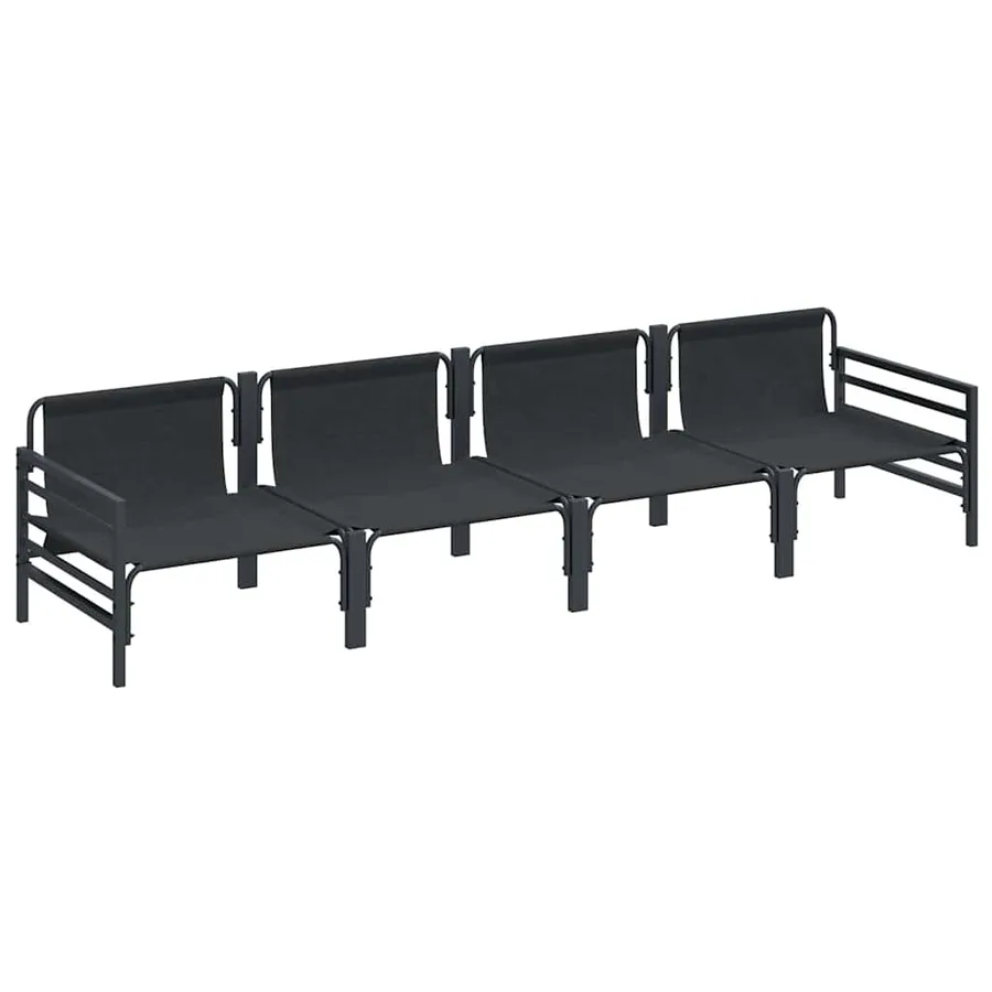 Ensemble de canapé de jardin avec coussin 4 pcs Noir Acier - 5