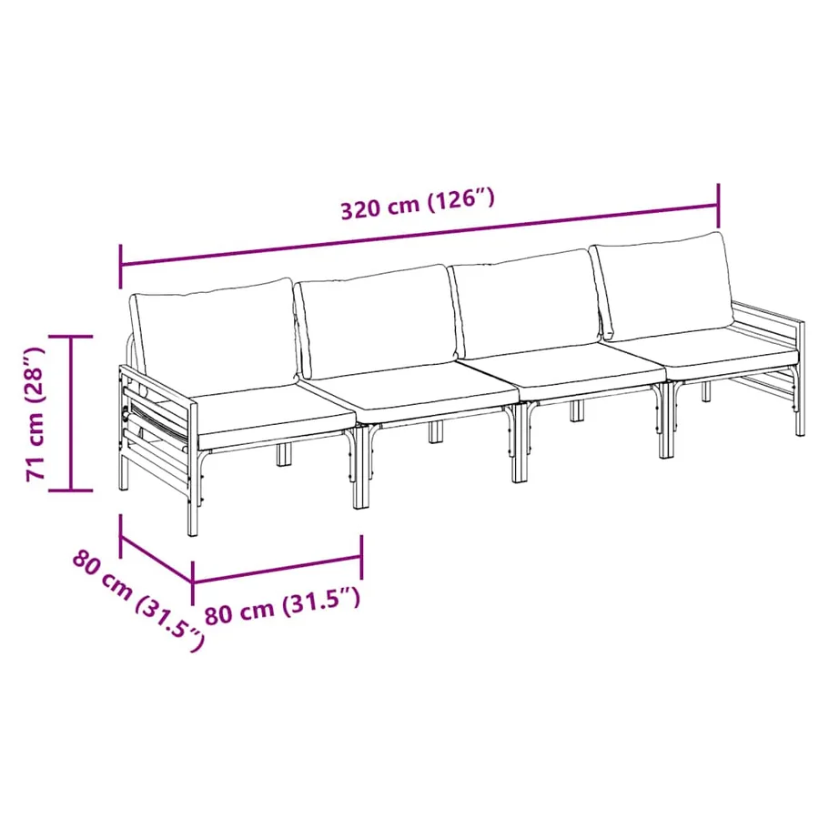 Ensemble de canapé de jardin avec coussin 4 pcs Noir Acier - 8