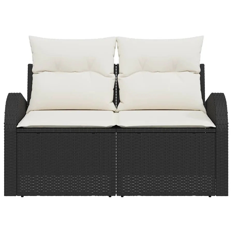 Canapé de jardin avec coussin Noir 124 x 62 x 69cm polyrotin - 2