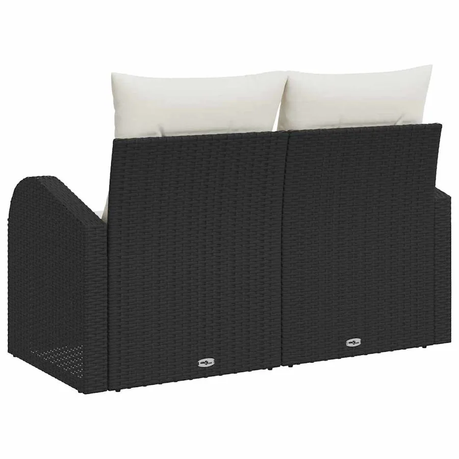 Canapé de jardin avec coussin Noir 124 x 62 x 69cm polyrotin - 4