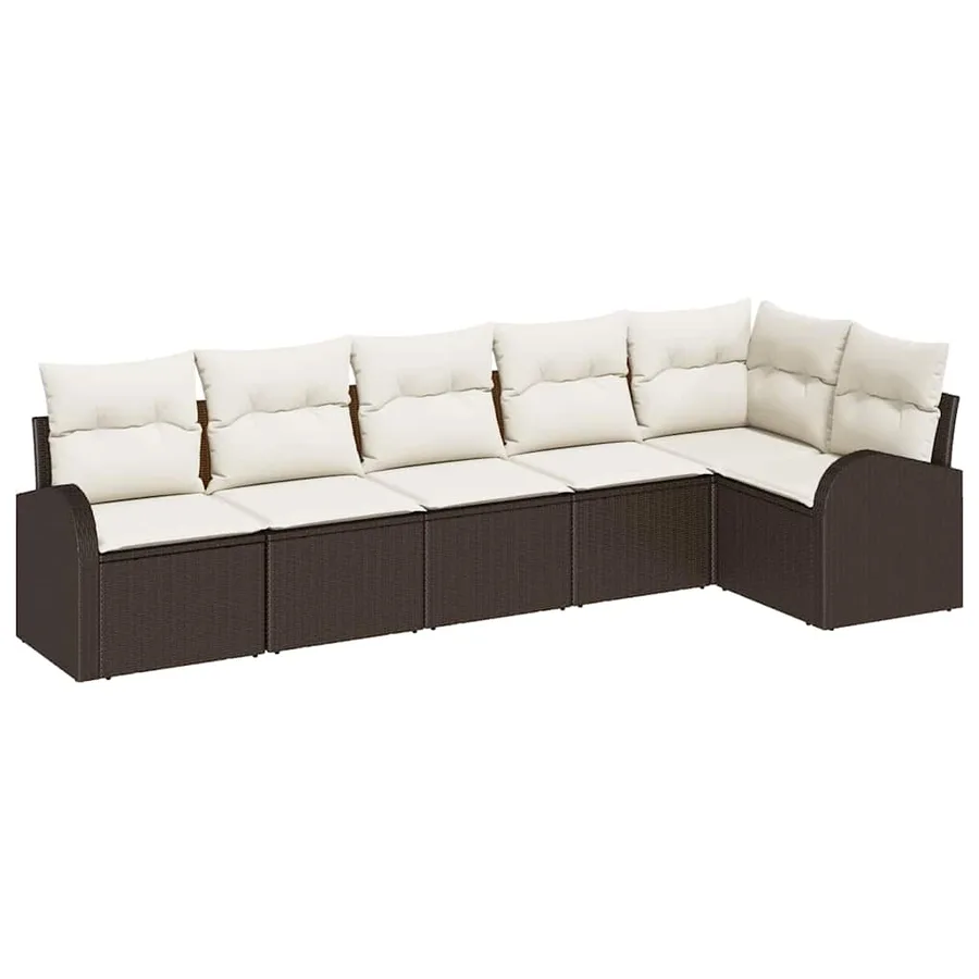 Ensemble de canapé de jardin 6 pcs Marron Poly rotin - 2