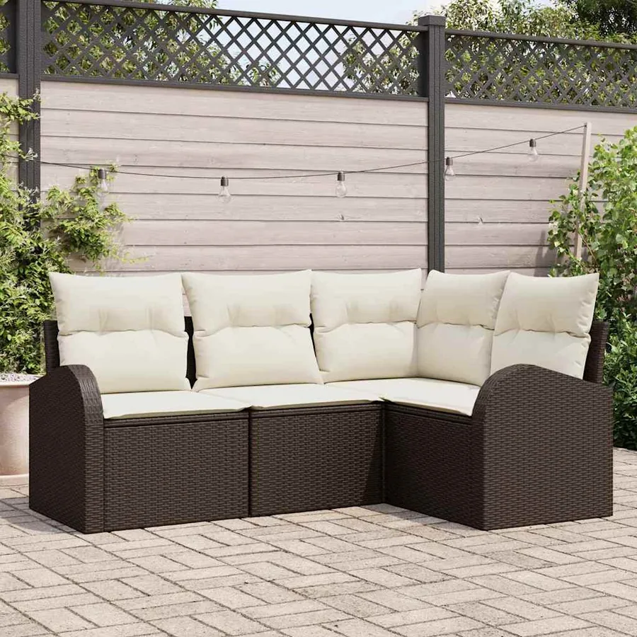 Ensemble de canapé de jardin Marron polyrotin