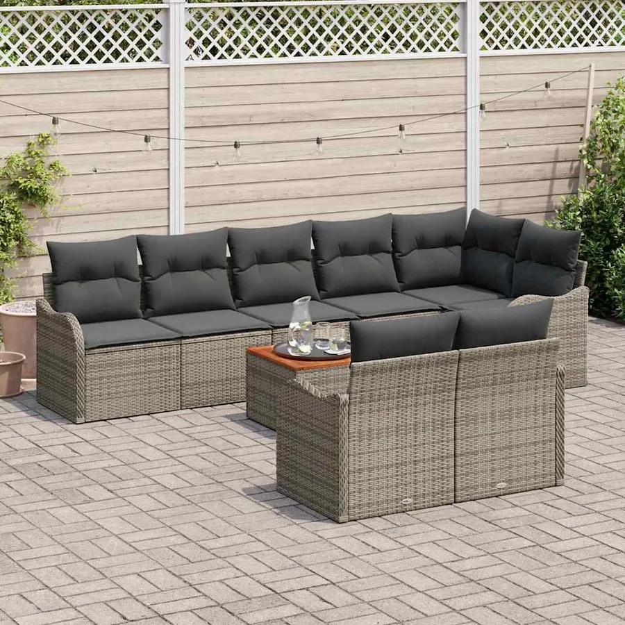 Ensemble de canapé de jardin avec stockage 9 pcs Gris polyrotin - 3