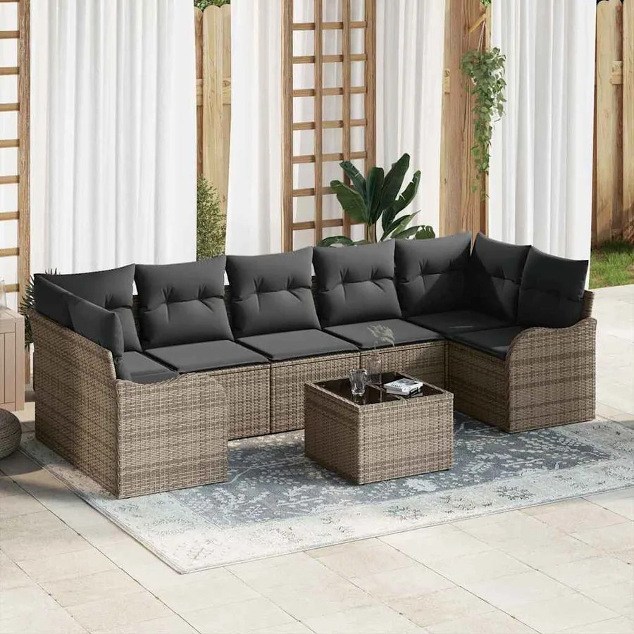 Ensemble de canapé de jardin avec coussin 8 pcs Gris