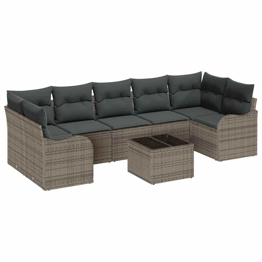 Ensemble de canapé de jardin avec coussin 8 pcs Gris - 2