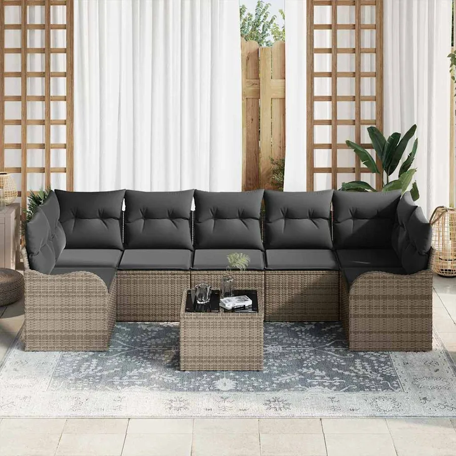 Ensemble de canapé de jardin avec coussin 8 pcs Gris - 3