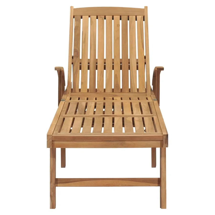 Chaise longue avec table Bois de teck solide - 4