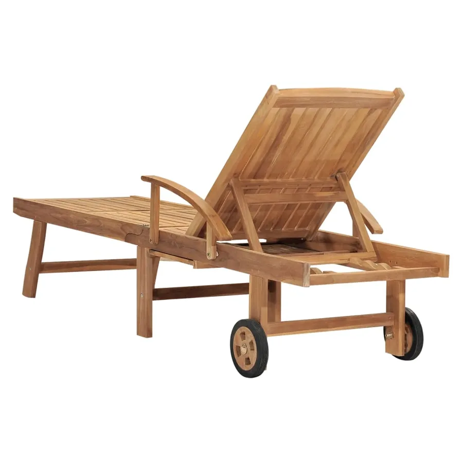 Chaise longue avec table Bois de teck solide - 5