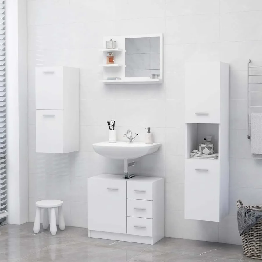 Miroir de salle de bain blanc 60x10,5x45 cm bois d’ingénierie - 6