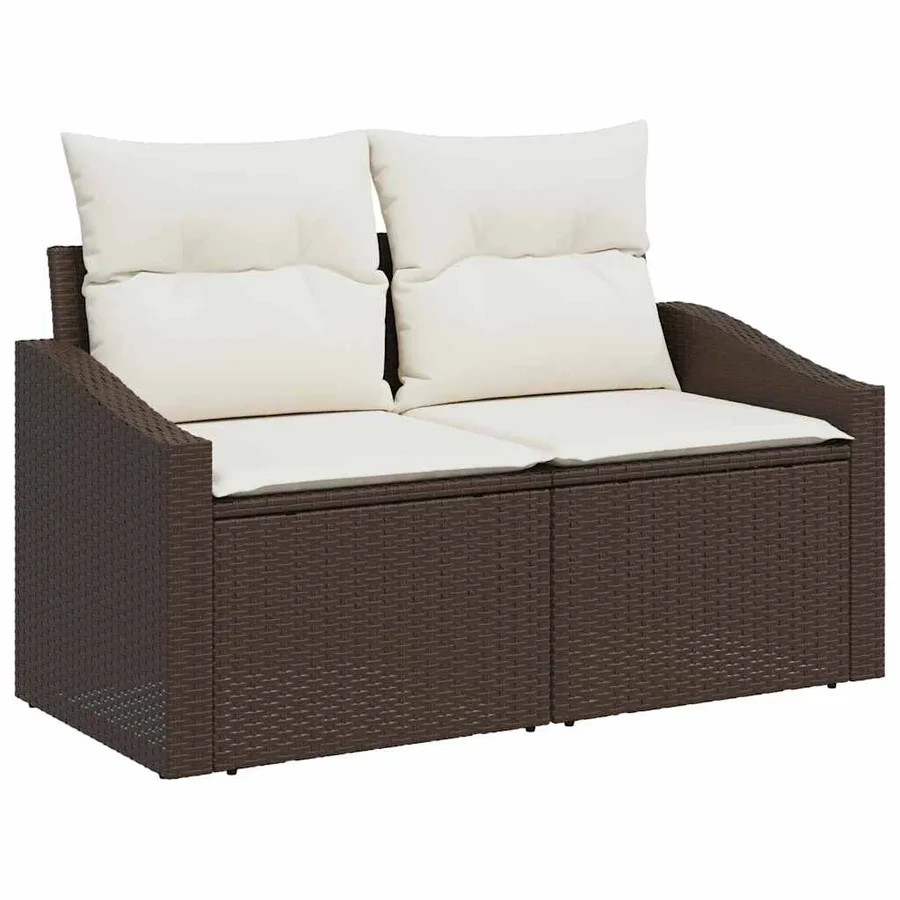 Ensemble de Canapés avec coussin 5 pcs Marron polyrotin - 4