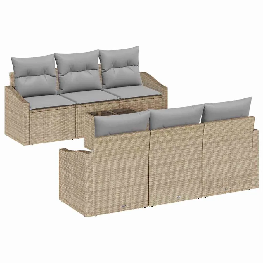 Ensemble de Canapés 7 pcs Beige et Gris clair polyrotin - 2