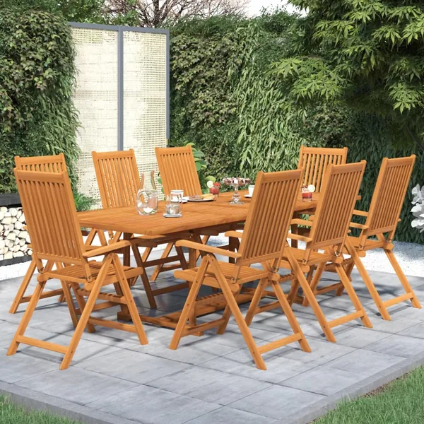 Ensemble à manger de jardin 9 pcs Bois d'acacia massif 160-240 cm