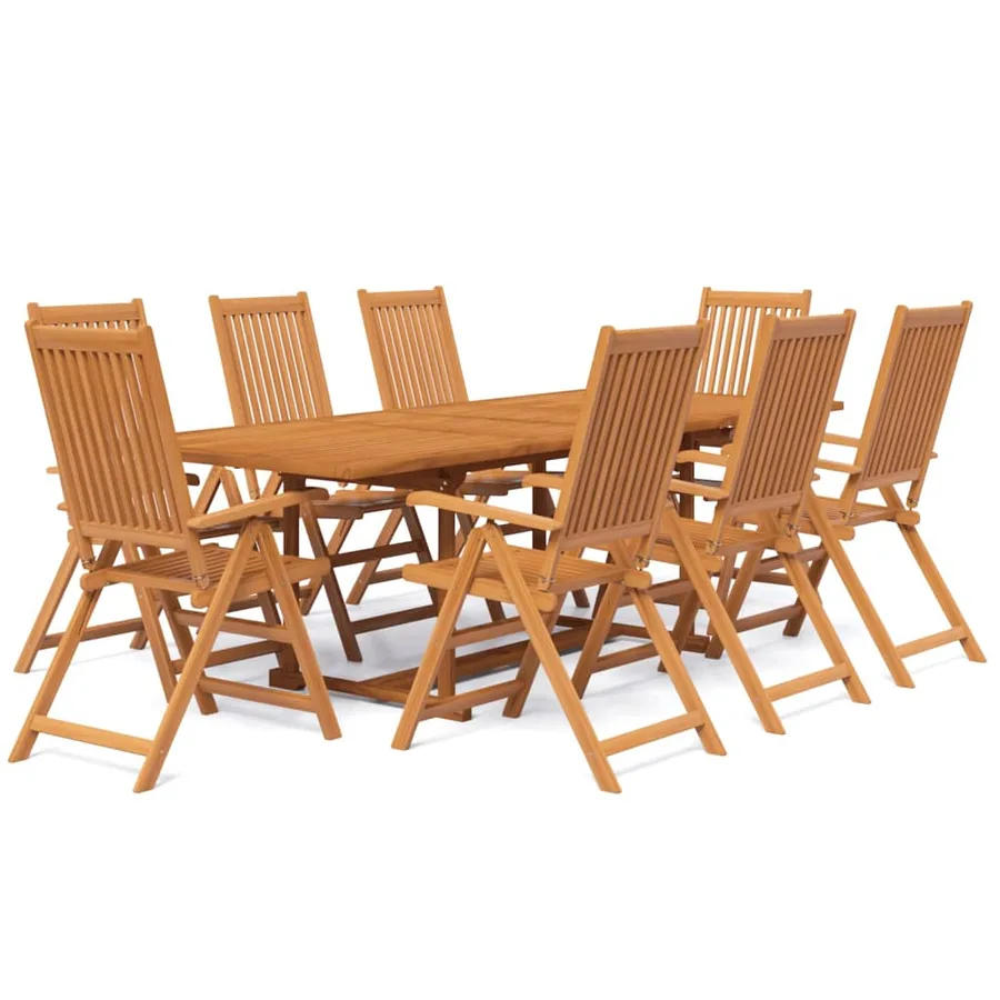 Ensemble à manger de jardin 9 pcs Bois d'acacia massif 160-240 cm - 2