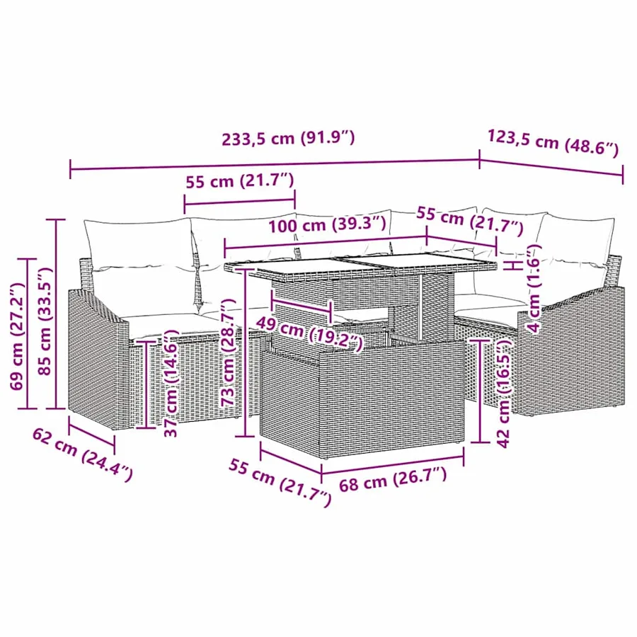 Ensemble de canapé de jardin 6 pcs beige et gris clair - 11
