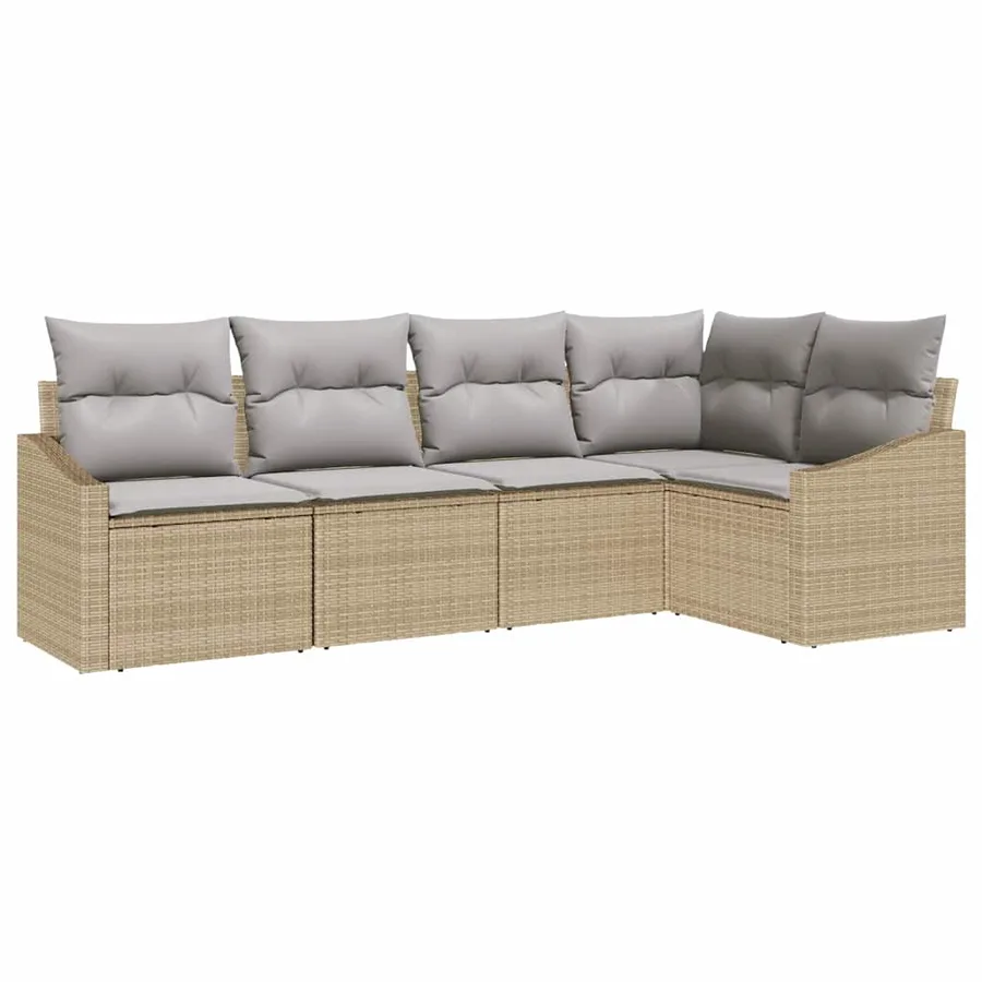 Ensemble de Canapés avec coussin 5 pcs Beige polyrotin - 2