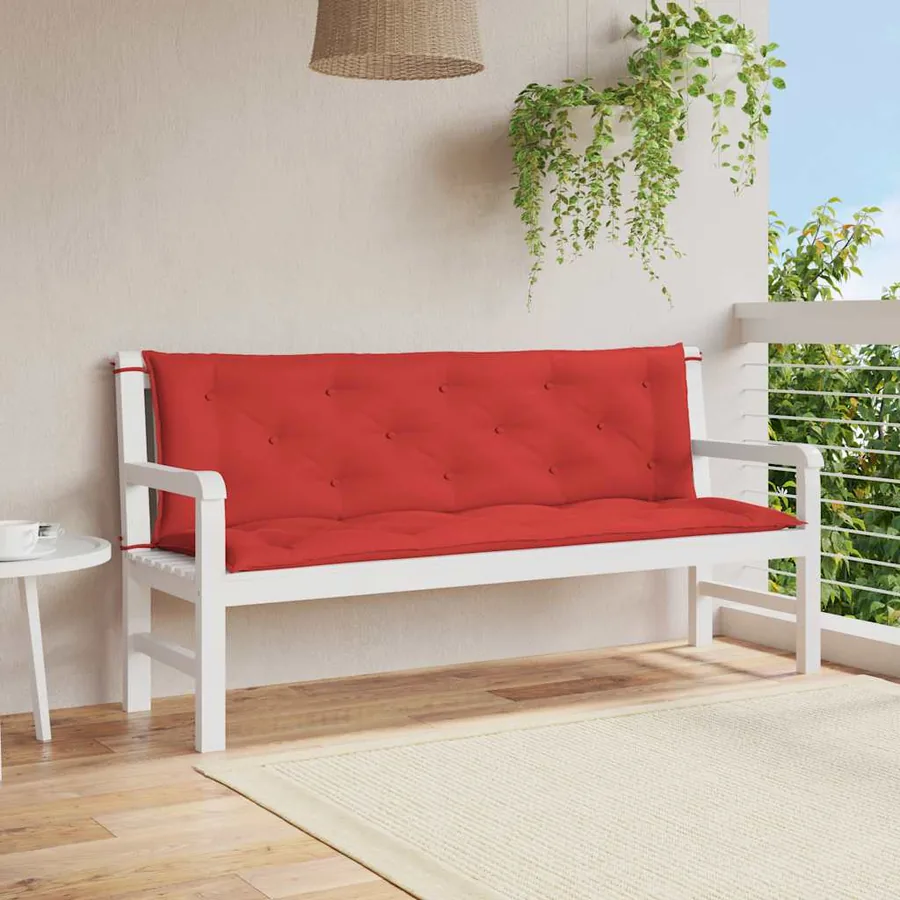 Coussin de banc de jardin rouge 150x(50+50)x7 cm tissu oxford