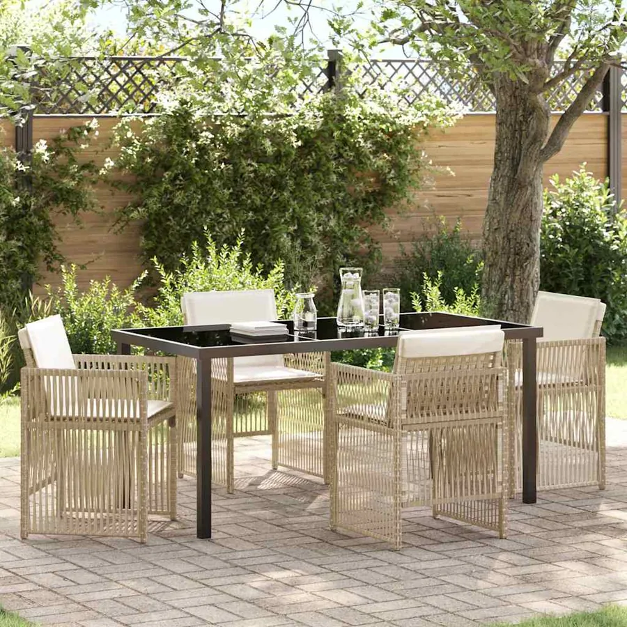 Ensemble de salle à manger pour jardin 5 pcs Beige