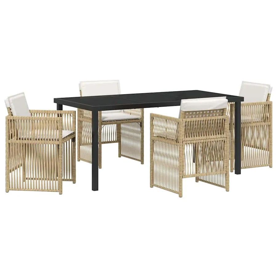 Ensemble de salle à manger pour jardin 5 pcs Beige - 2