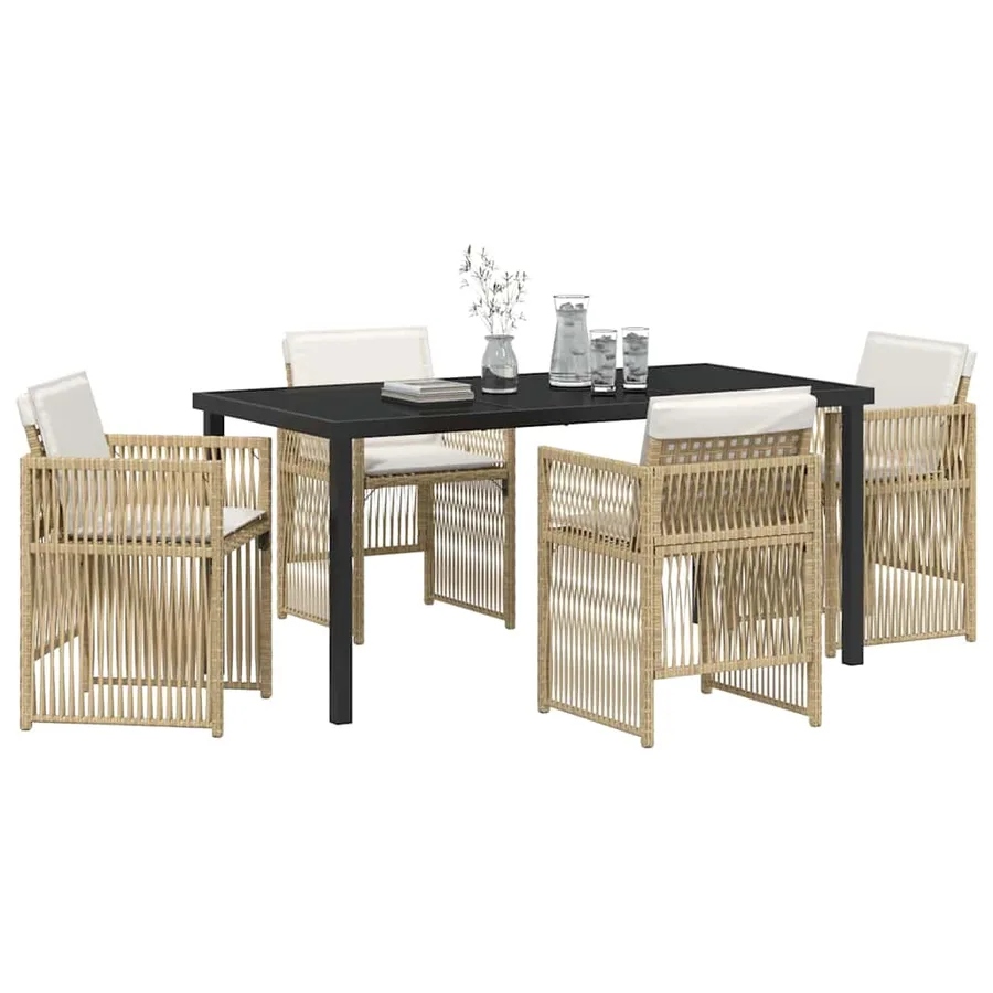 Ensemble de salle à manger pour jardin 5 pcs Beige - 3