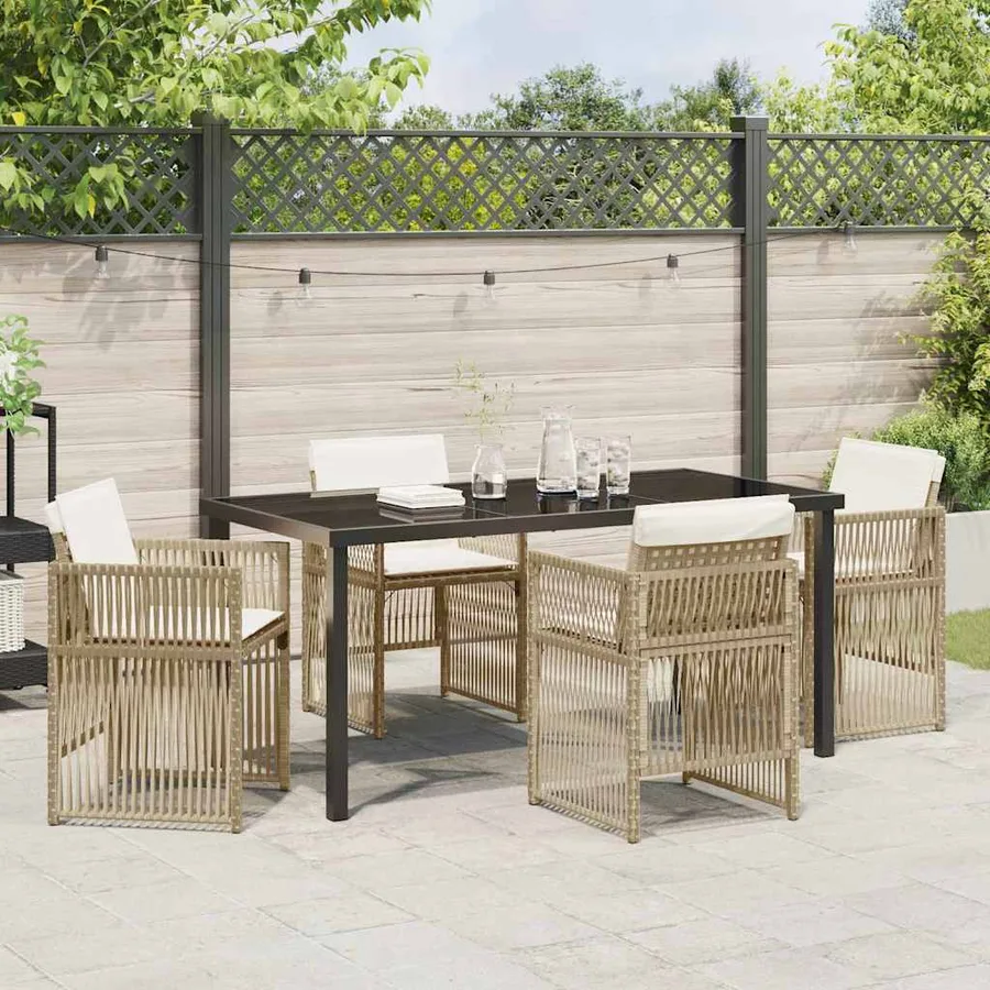 Ensemble de salle à manger pour jardin 5 pcs Beige - 4