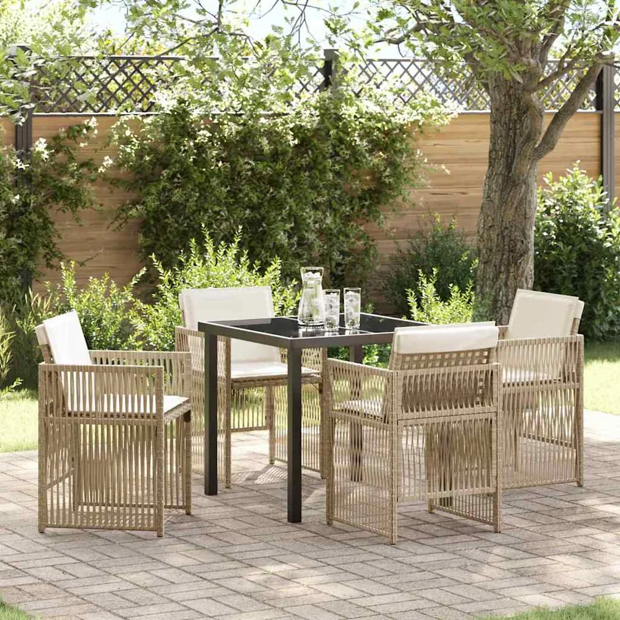 Ensemble de salle à manger pour jardin 5 pcs Beige