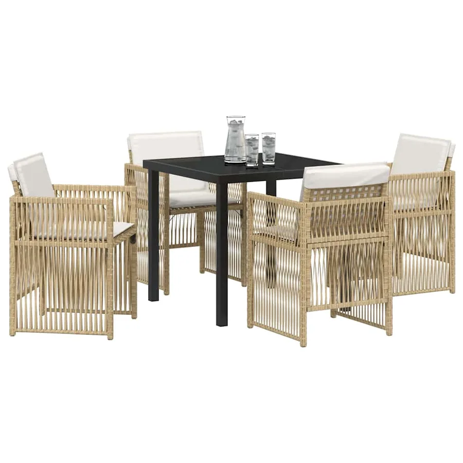 Ensemble de salle à manger pour jardin 5 pcs Beige - 3
