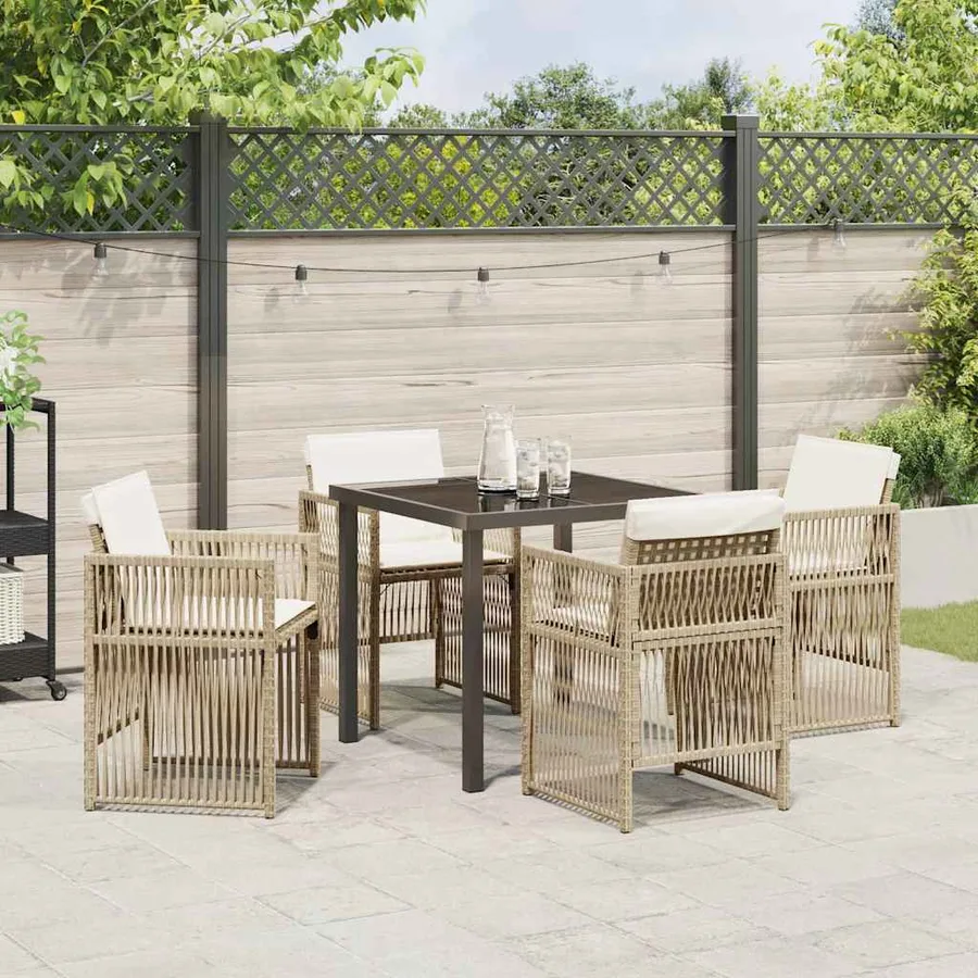 Ensemble de salle à manger pour jardin 5 pcs Beige - 4