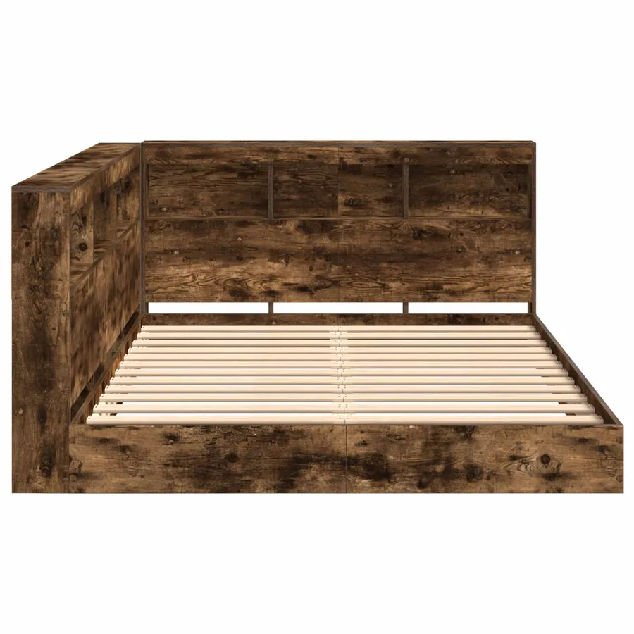 Lit Bibliothèque Chêne fumé 160 x 200 cm Bois d'ingénierie - 4
