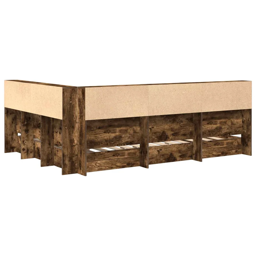 Lit Bibliothèque Chêne fumé 160 x 200 cm Bois d'ingénierie - 5