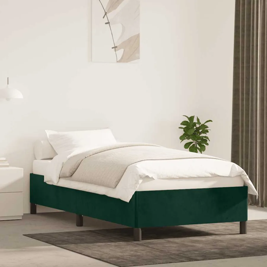 Cadre de lit sans matelas vert foncé 100x200 cm velours